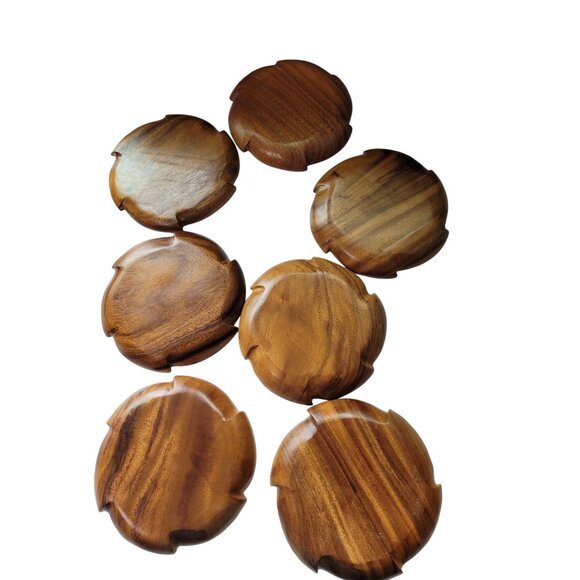 Handcrafted MCM Wood Decorative Serving Plates Set Of 10 Rustic Kitchen Dining A - Picture 7 of 7